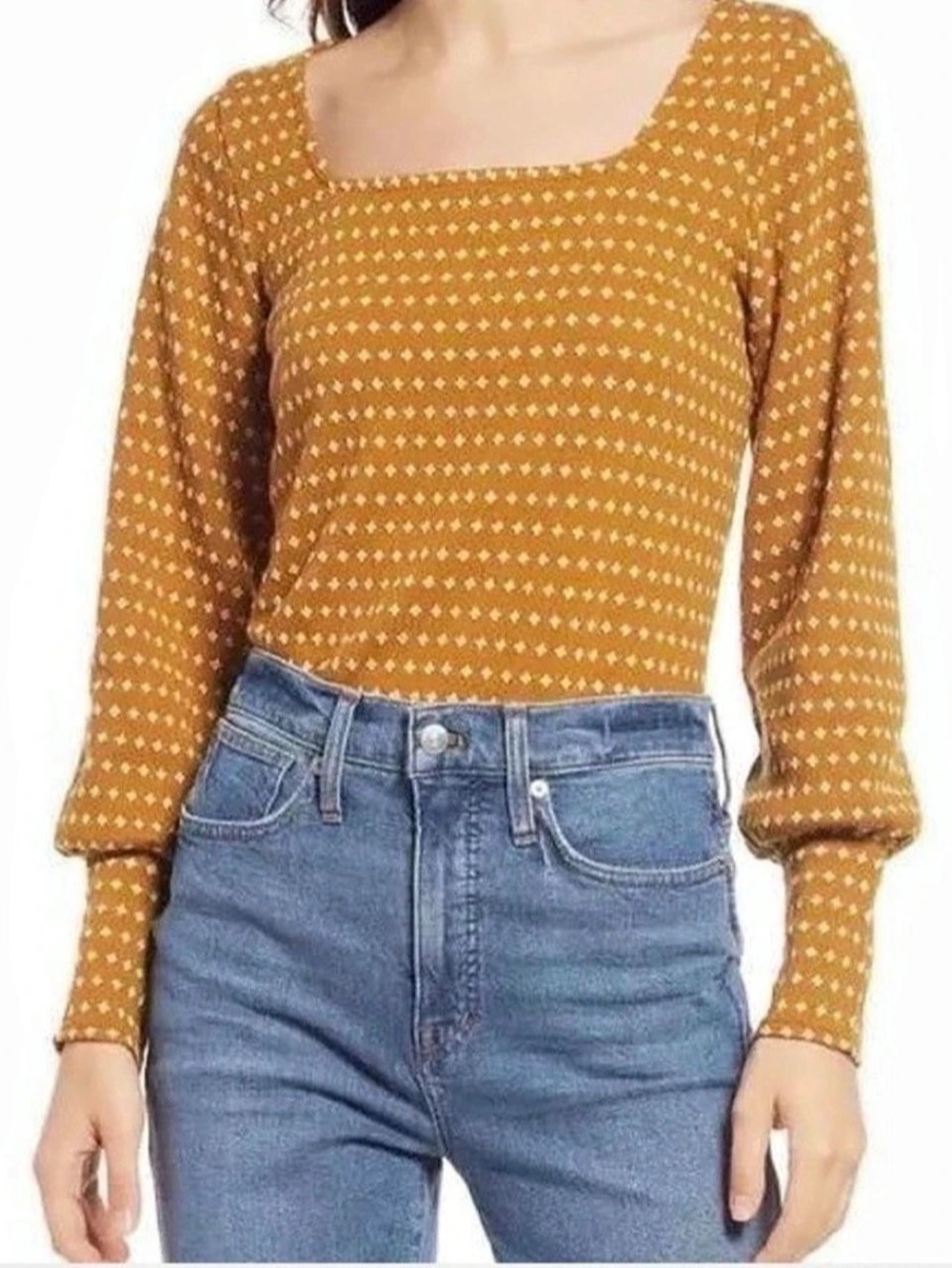 Madewell floral jacquard square neck top